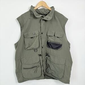 Chasm Outdoor Fishing Hunting Vest Mens Size L ? Green Multi Pocket Zip Snap